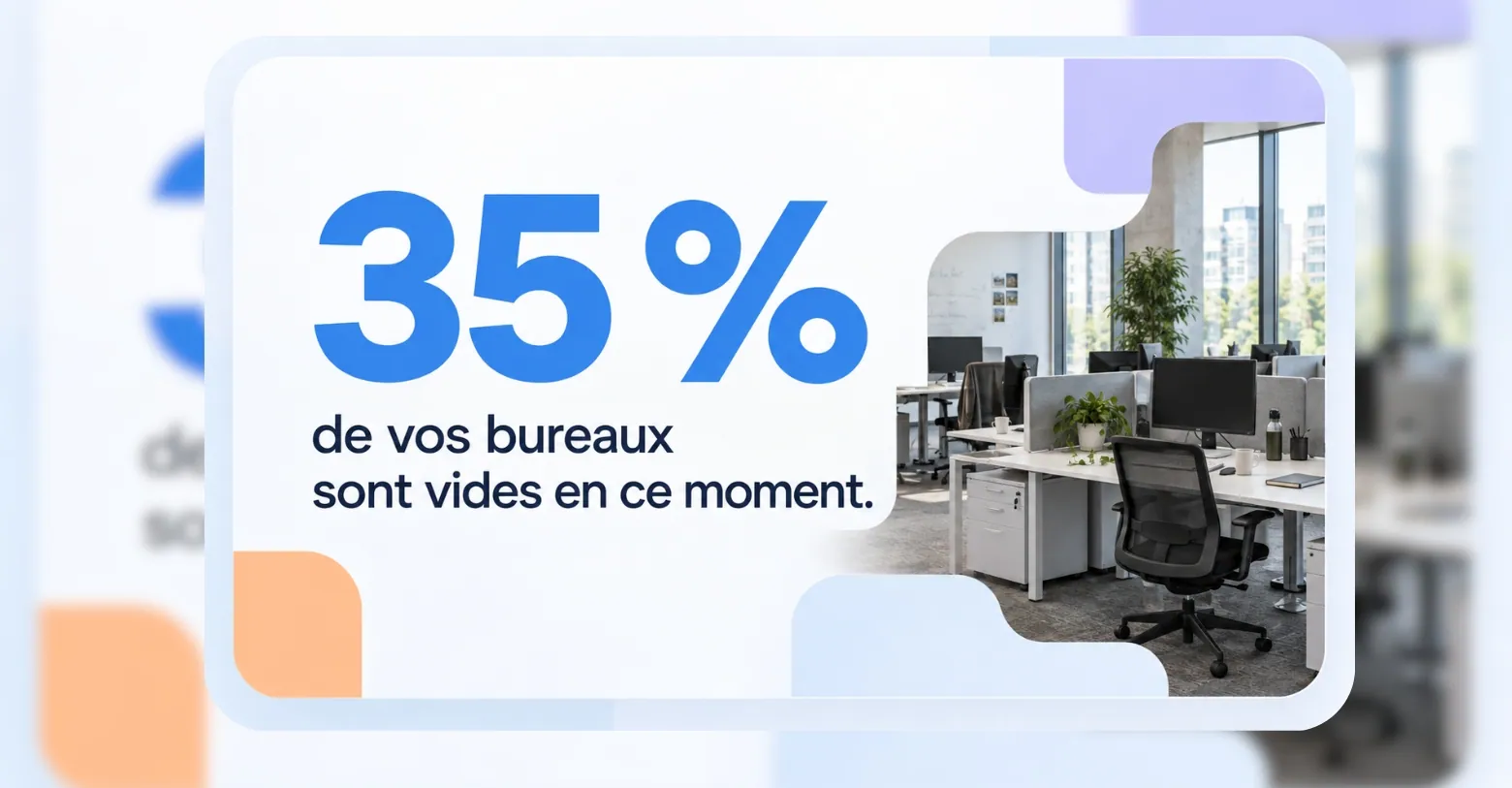 Partly empty open-plan office illustrating 35% of desks left unoccupied