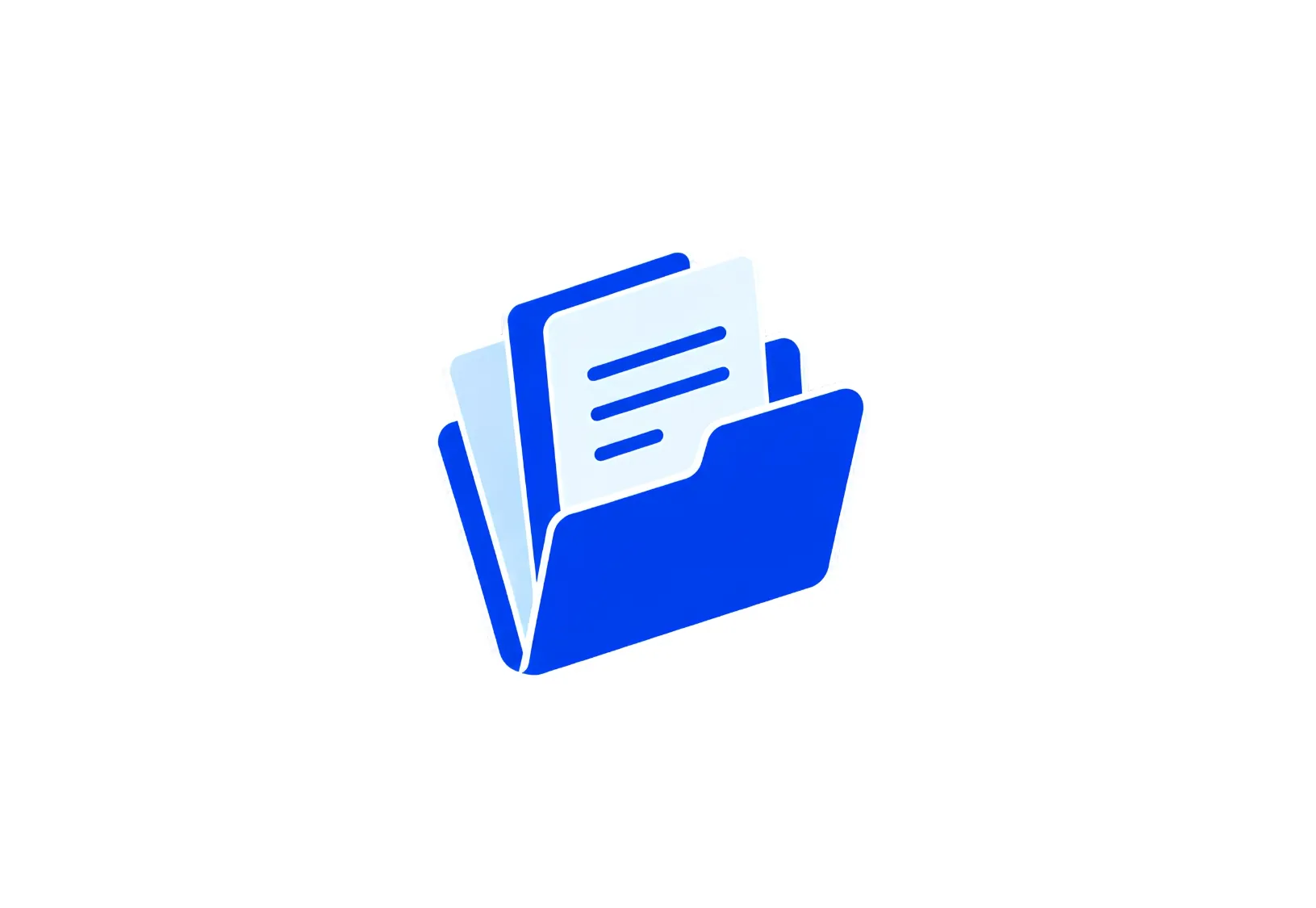 Illustration of an open folder holding documents, representing resources