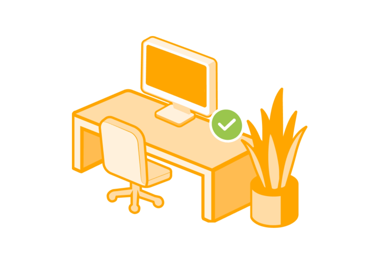 Illustration of a desk available to book in a shared flexible office space.