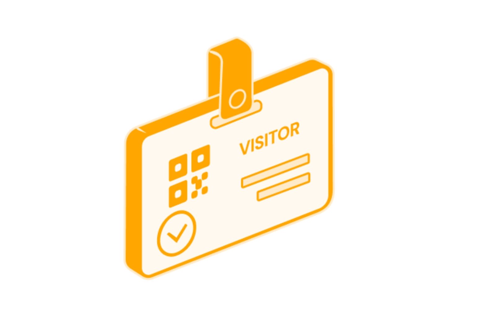 Illustration of a visitor badge with a QR code used to identify visitors and control their access to company premises.