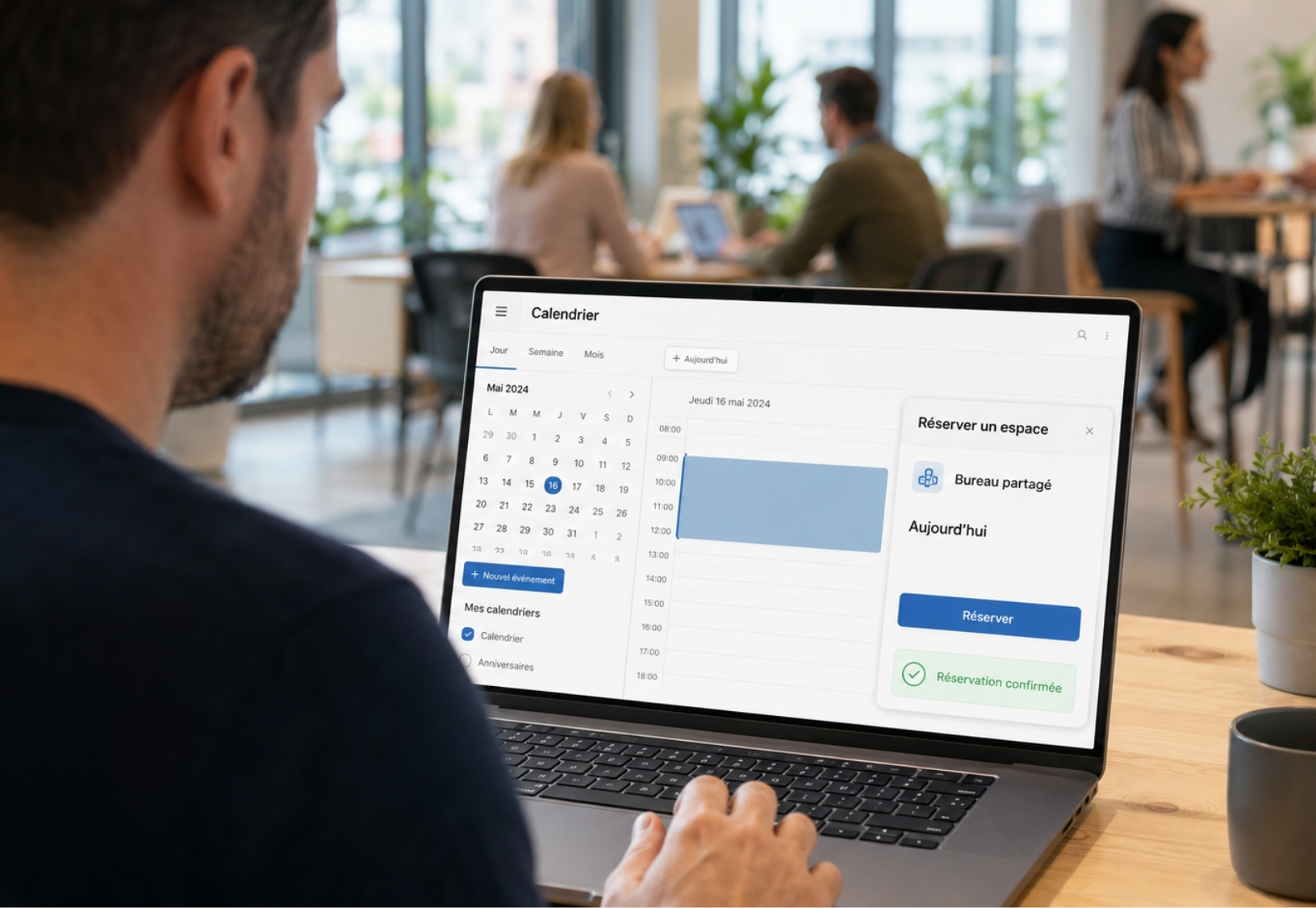 Employee booking a shared desk from Outlook and Teams