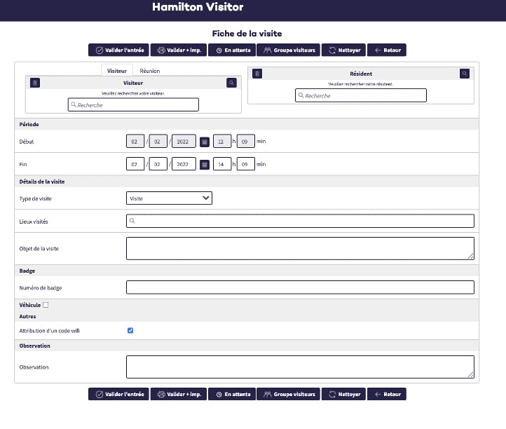 Logiciel de gestion des visiteurs - Hamilton Visitor